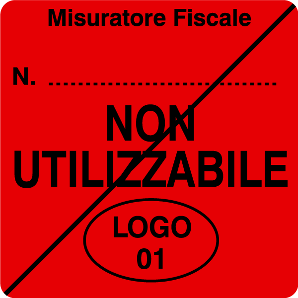 etichetta di rifiuto alla verificazione periodica con fondo rosso e stampa nera