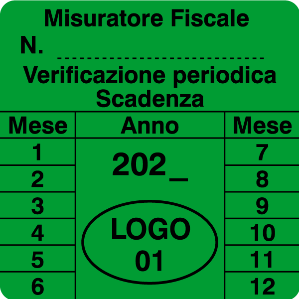 etichette di verificazione periodica per misuratori fiscali