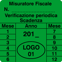 etichetta di verificazione periodica con fondo verde e stampa nera